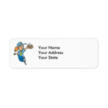 girl catching softball cartoon graphic custom return address label