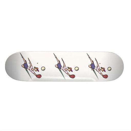girl catching softball custom skateboard
