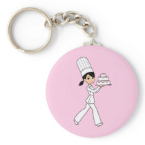 Girl Chef Print Keychains