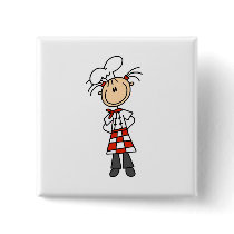 Girl Chef Stick Figure Buttons