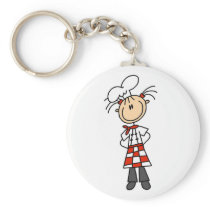 Girl Chef Stick Figure Tshirts and Gifts Key Chain