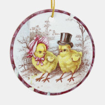 Girl Chick and Boy Chick Vintage Easter Christmas Ornaments