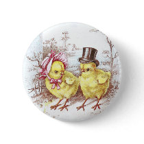 Girl Chick, Boy Chick & Easter Lilies Button