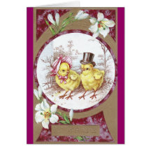 Girl Chick, Boy Chick & Easter Lilies Card