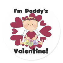 Girl Cupid Daddy's Valentine Tshirts Round Sticker