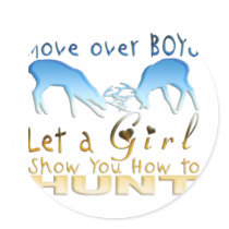 GIRL DEER HUNTINGg Round Stickers