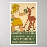 Girl Deer Nutrition 1938 WPA Print