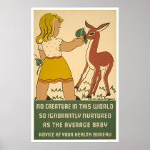 Girl Deer Nutrition 1938 WPA Print