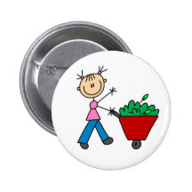 Girl Doing Yardwork Button