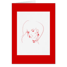 Girl face sketch greeting card