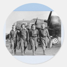 GIRL FIGHTER JET PILOTS ROUND STICKER