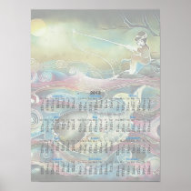 Girl Fishing at Night Posters