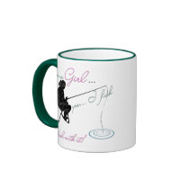 Girl Fishing Deal with it Fishing Gear Mugs