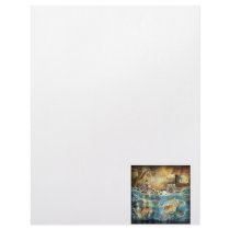 Girl Fishing on the Bay Silk Painting Letterhead