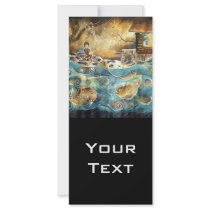 Girl Fishing on the Bay Silk Painting Full Color Rack Card