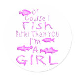GIRL FISHING ROUND STICKERS