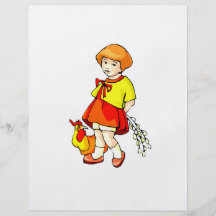 girl flowers behind back chicken graphic flyers