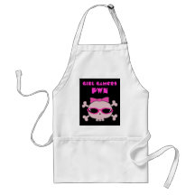Girl Gamers pwn Skull With Sunglasses Apron