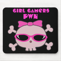 Girl Gamers pwn Skull With Sunglasses Mouse Pad
