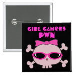 Girl Gamers pwn Skull With Sunglasses Pins