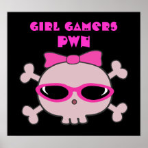 Girl Gamers pwn Skull With Sunglasses Print