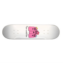 Girl ghosts with bows in pink skate board