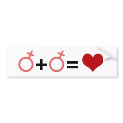 GIRL + GIRL = LOVE BUMPER STICKERS by gay_pride