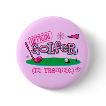 Girl Golfer In Training Button