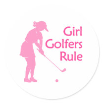 Girl Golfers Rule Round Sticker