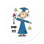 Girl Graduate Round Sticker