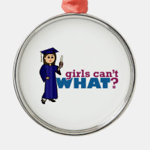 Girl Graduation in Blue Gown Christmas Tree Ornaments