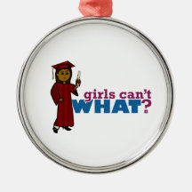 Girl Graduation in Red Christmas Ornament