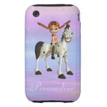 Girl & Happy Horse Personalized iPhone 3/3GS iPhone 3 Tough Covers