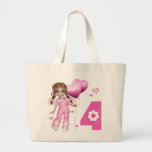 Girl Hearts 4th Birthday Canvas Bags