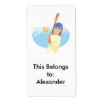 girl hitting softball vector illustration custom shipping label