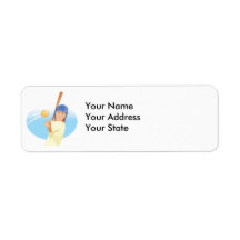 girl hitting softball vector illustration custom return address label