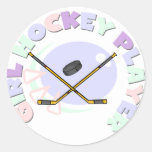 Girl Hockey Player Tshirts and Gifts Round Sticker