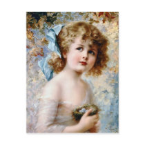 Girl holding a nest post card