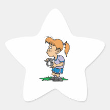 girl holding a soccer ball stickers