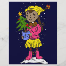 Girl Holding Christmas Tree Full Color Flyer