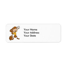 girl holding softball return address label
