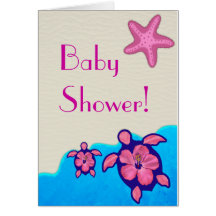 Girl Honu Baby Shower Greeting Card