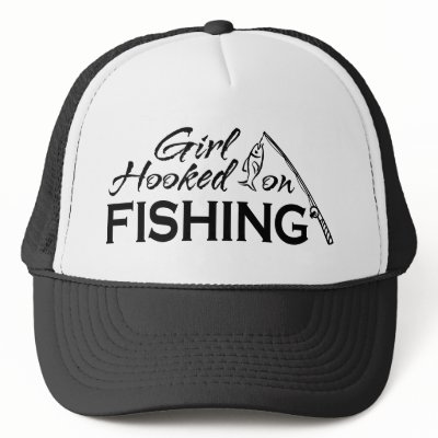 Girl Hooked on Fishing Trucker Hats by FishNHuntObsessions