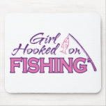 Girl Hooked on Fishing Mouse Pads
