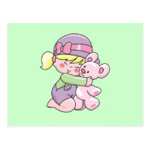 Girl Hugging Bear Tshirts and Gifts Postcard