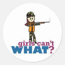 Girl Hunting Round Stickers