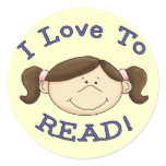 Girl I Love to Read Tshirts and Gifts Round Stickers