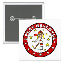 Girl I Play Baseball T shirts and Gifts Buttons