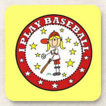 Girl I Play Baseball T shirts and Gifts Drink Coasters