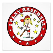 Girl I Play Baseball T shirts and Gifts Personalized Invite